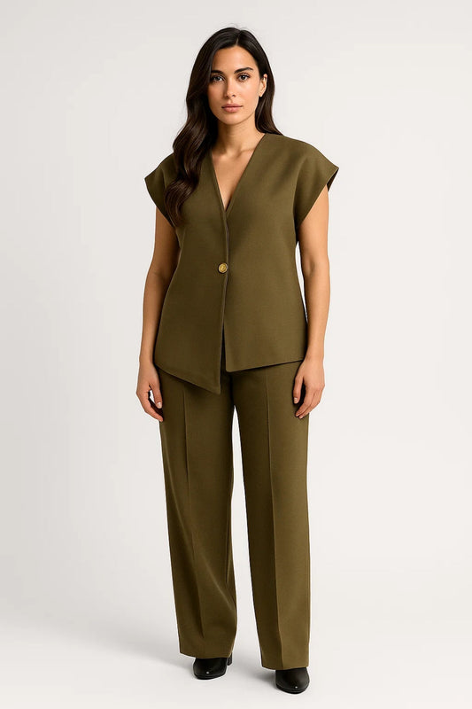 Ensemble Femme - Gilet Sans Manches et Pantalon Large | Chic
