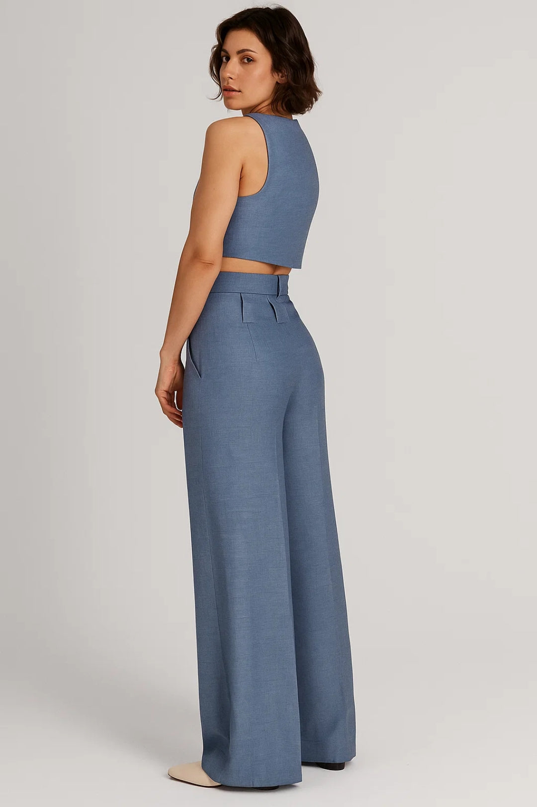 Combinaison Femme - Col V Croisé Sans Manches Jambe Large | Chic