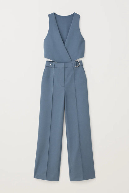 Combinaison Femme - Col V Croisé Sans Manches Jambe Large | Chic