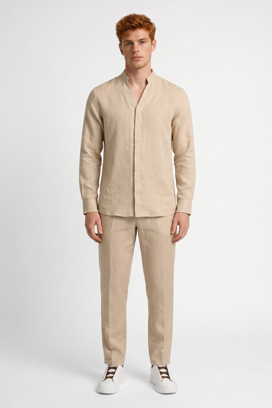 Ensemble Été Homme - Chemise Col Mao et Pantalon | Casual Chic