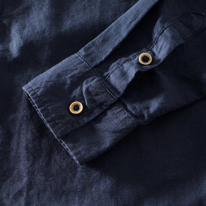 Gabriel - Chemise en Lin Homme Casual avec Col Mao et Boutonnage Partiel