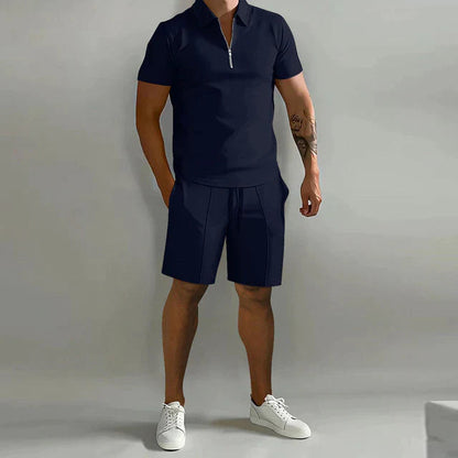 Gabriel - Ensemble Été Homme Polo Zippé et Short Coordonné Style Moderne