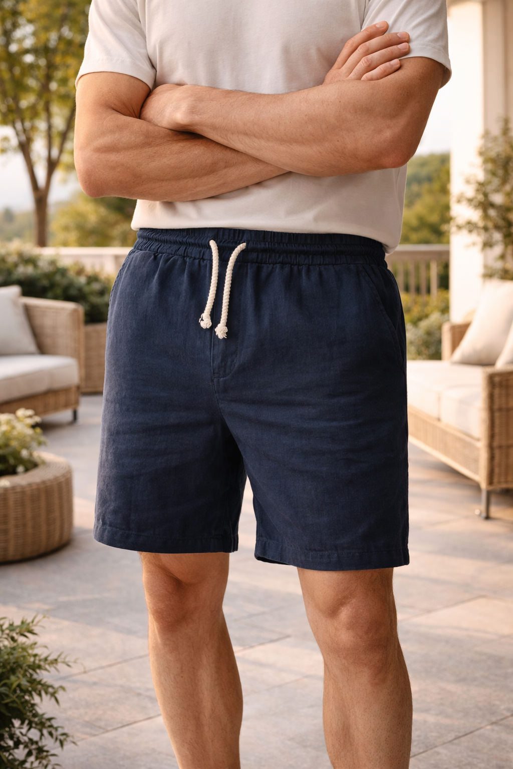 Gabriel - Short en Lin Homme Casual avec Cordon et Taille Élastiquée Bohème