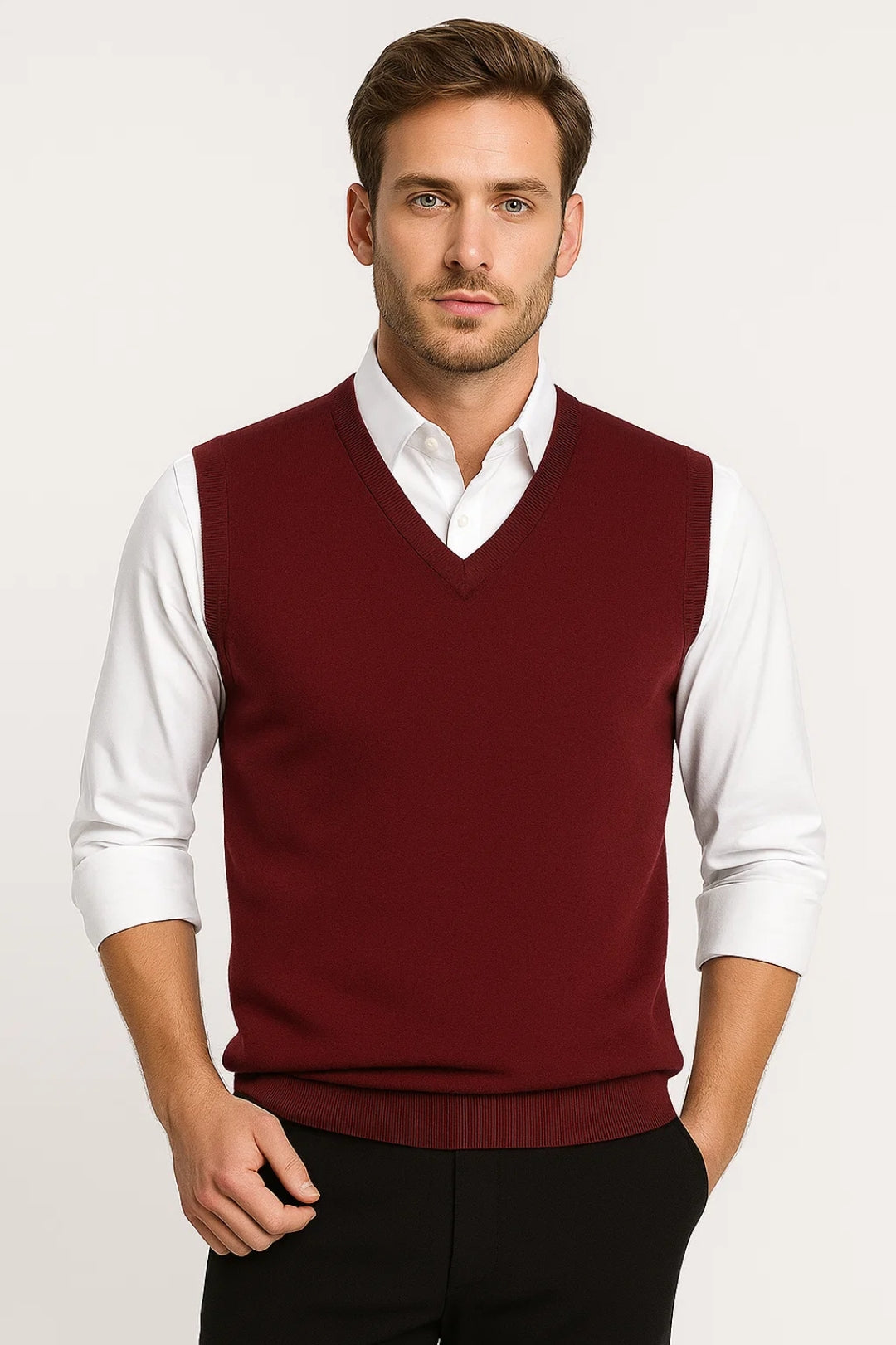 Gilet Homme | col V design texturé et léger pour Mi-Saison