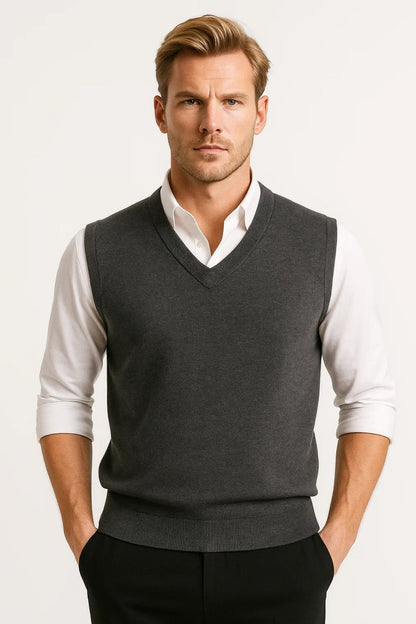 Gilet Homme | col V design texturé et léger pour Mi-Saison