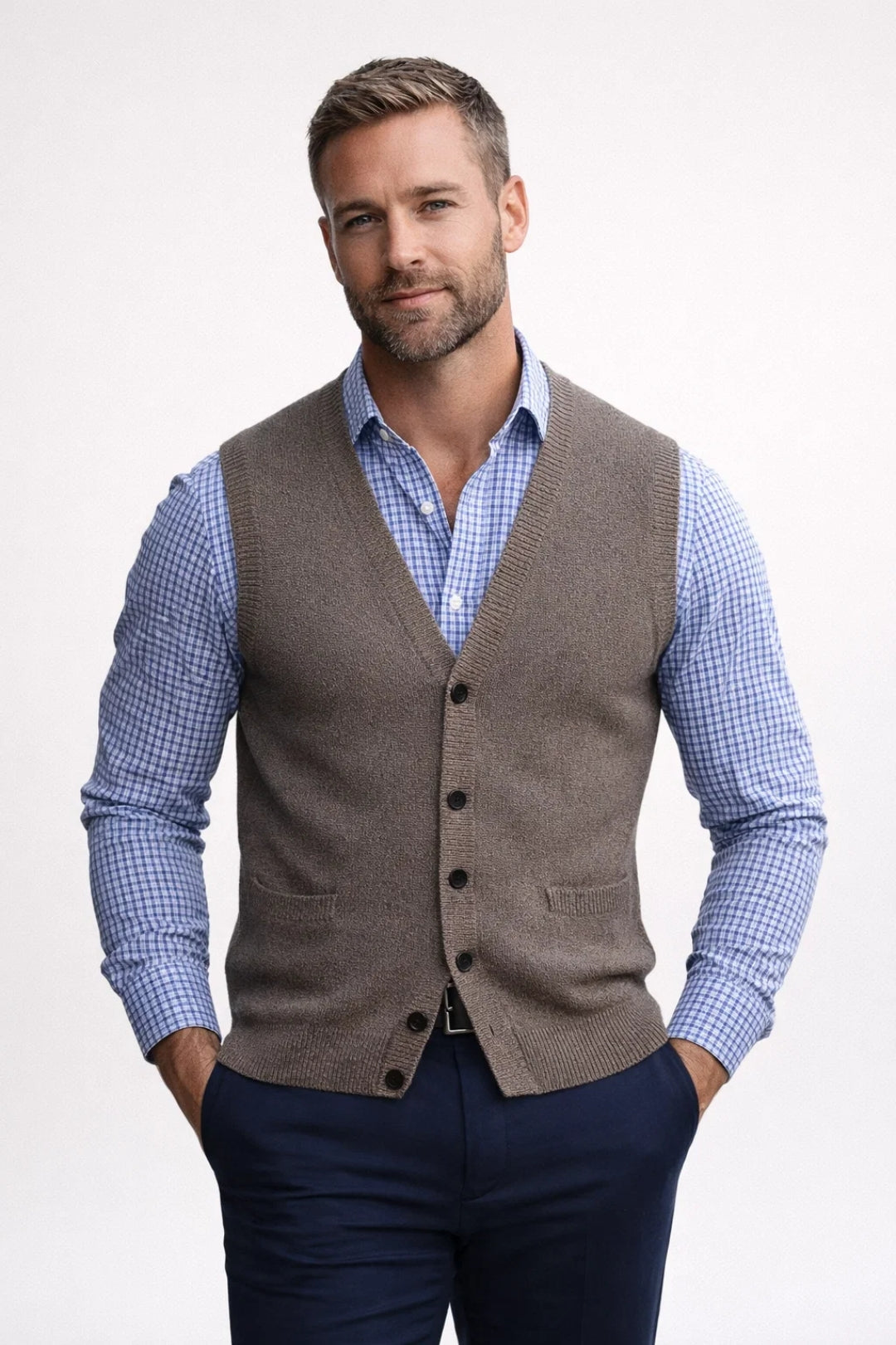 Gilet Homme | Élégant Chic ligne ajustée pour Mi-Saison