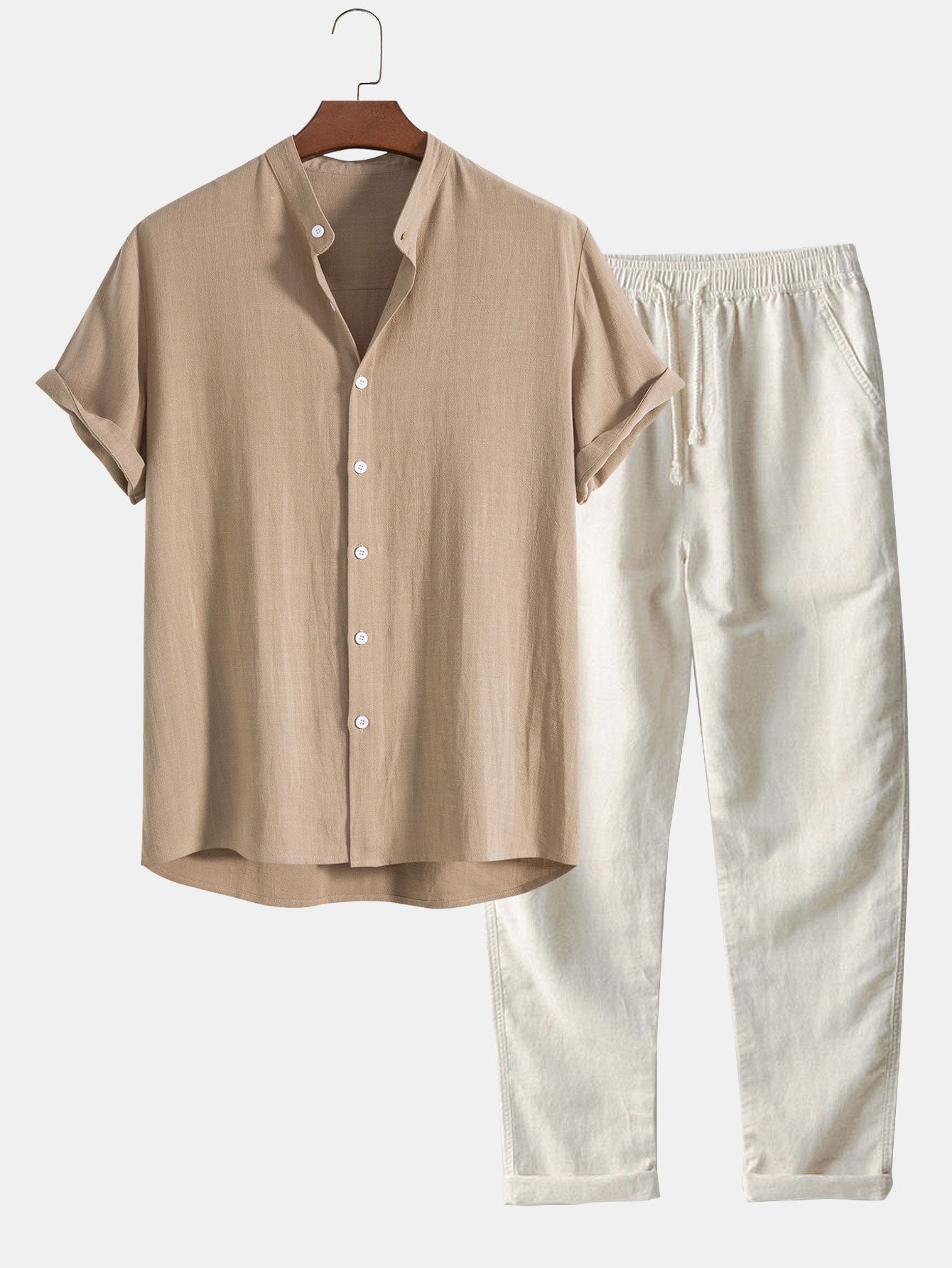 Hugo - Ensemble en Lin Homme Décontracté avec Chemise et Pantalon Casual Été