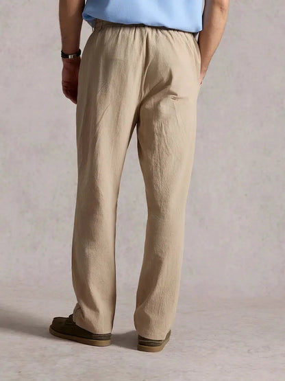 Hugo - Pantalon en Lin Homme Casual avec Taille Élastique et Cordon de Serrage