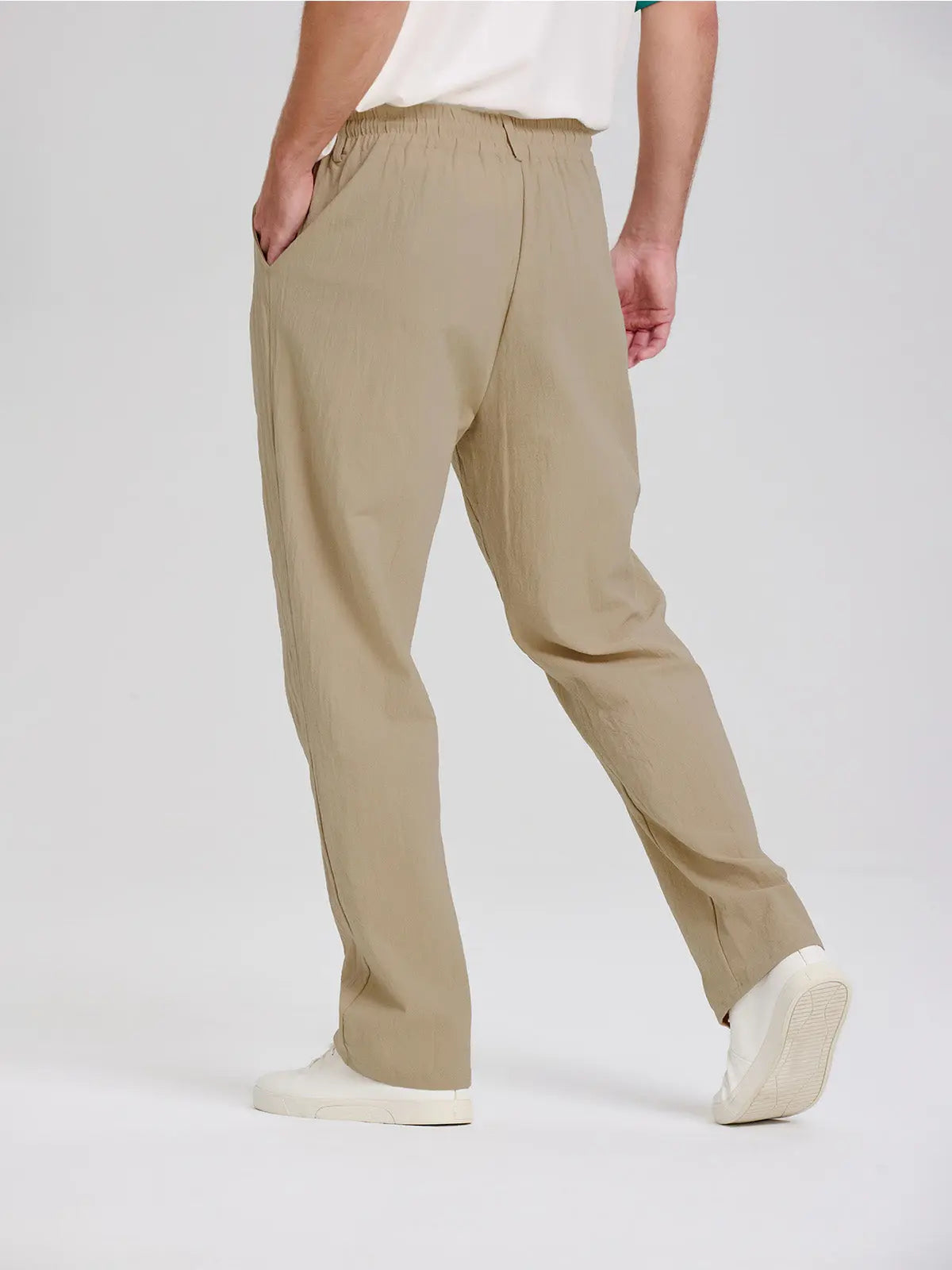 Hugo - Pantalon en Lin Homme Casual avec Taille Élastique et Cordon de Serrage