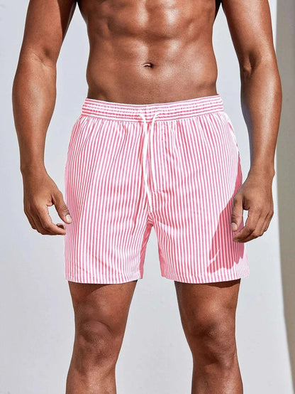 Hugo - Short de Bain Homme Rayé Décontracté avec Cordon et Coupe Légère