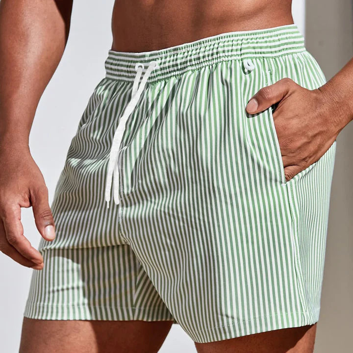 Hugo - Short de Bain Homme Rayé Décontracté avec Cordon et Coupe Légère