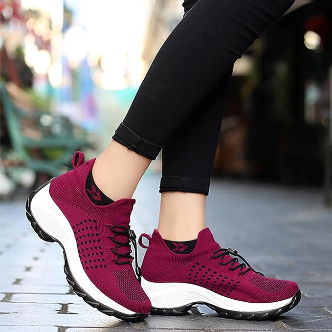 Inès - Baskets Orthopédiques Femme Tendance avec Semelle Compensée et Maintien Renforcé