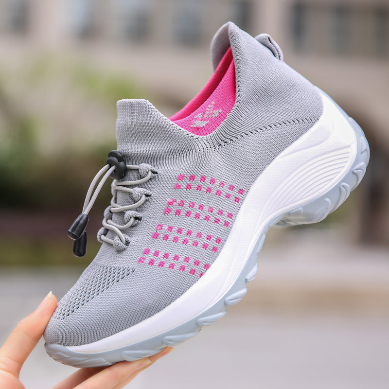 Inès - Baskets Orthopédiques Femme Tendance avec Semelle Compensée et Maintien Renforcé