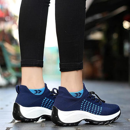 Inès - Baskets Orthopédiques Femme Tendance avec Semelle Compensée et Maintien Renforcé