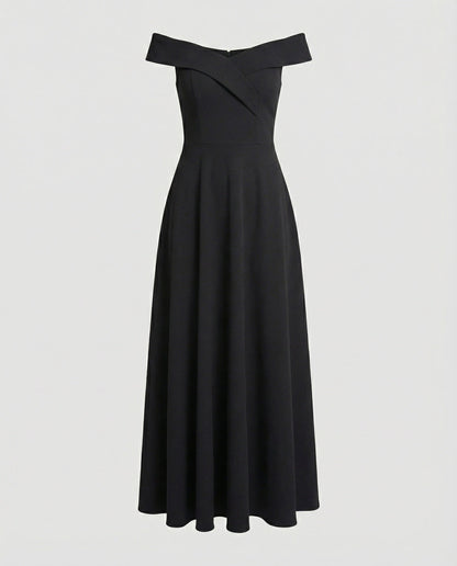 Isabelle - Robe Invitée Mariage Femme Maxi Épaules Dénudées Ligne A et Col Bardot Élégante