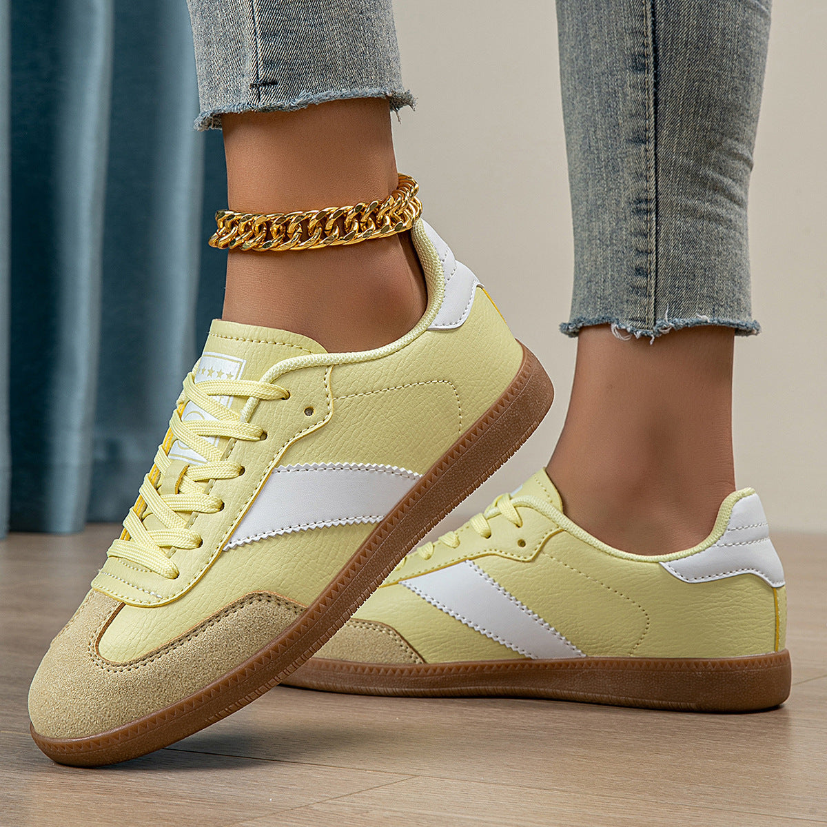 Jade - Baskets Confortables Femme Basses avec Semelle Gomme Style Vintage