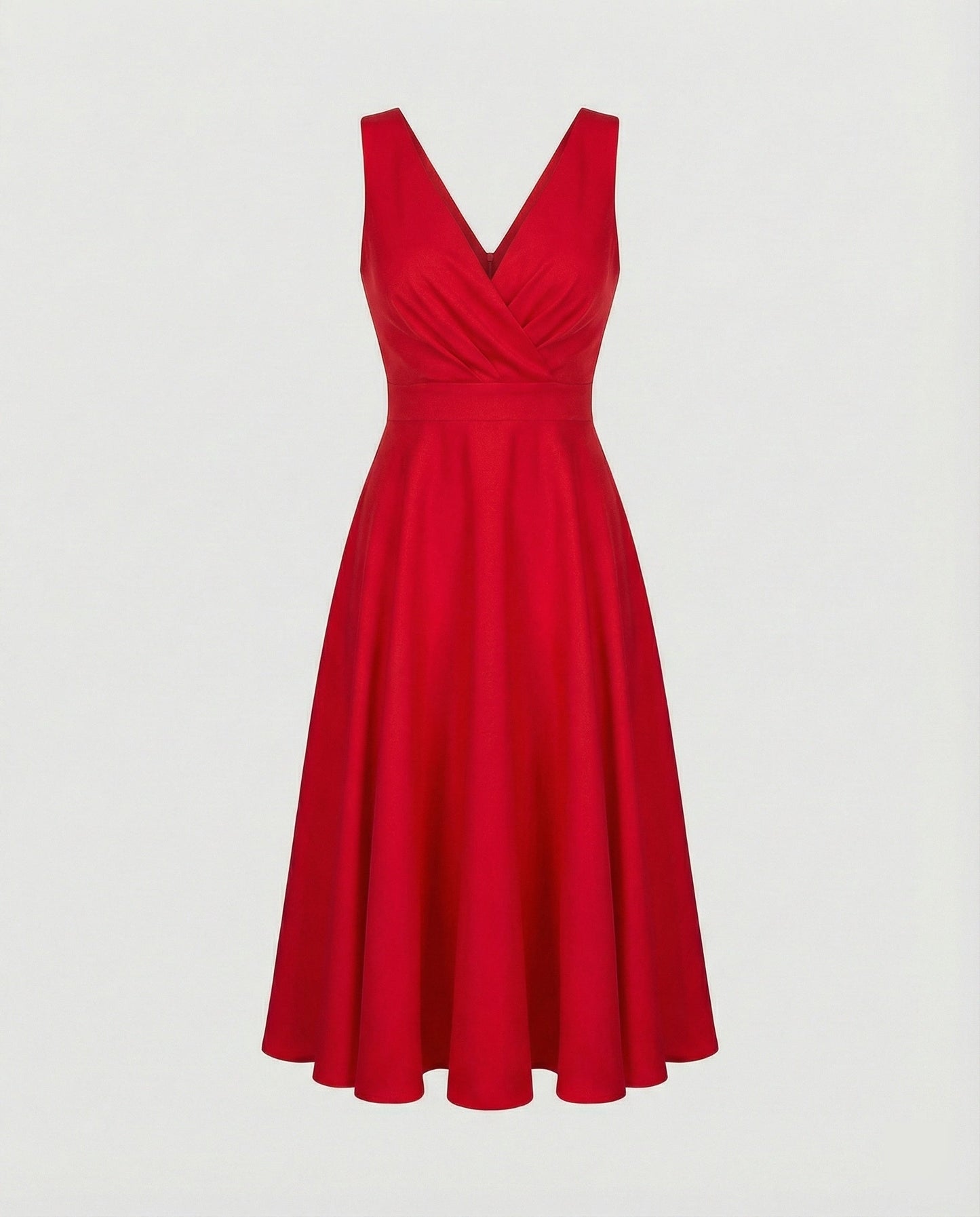 Jade - Robe Invitée Mariage Femme Élégante à Col V Croisé avec Jupe Évasée et Taille Haute