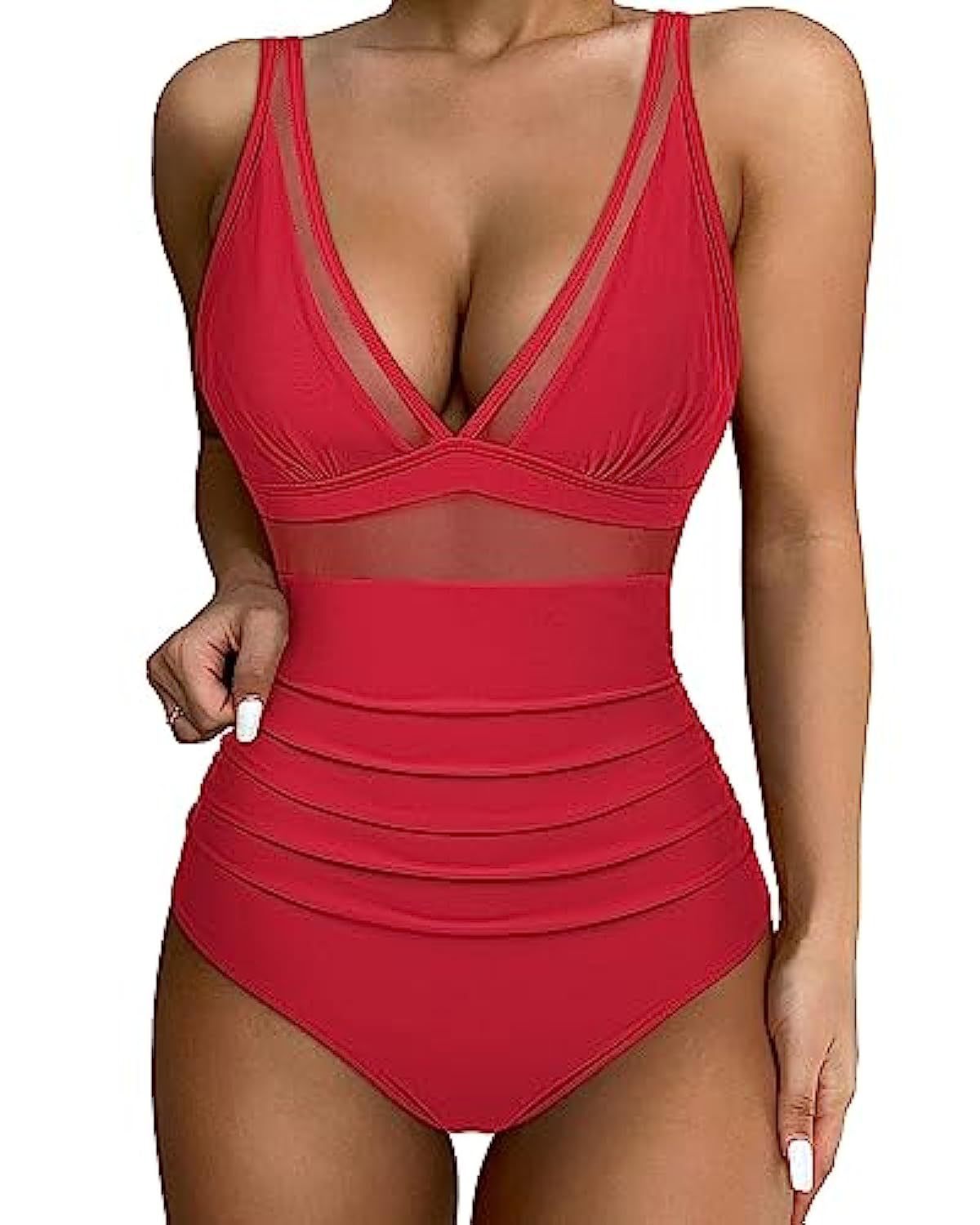 Juliette - Maillot de Bain Une Pièce Femme Élégant avec Col V et Taille Haute Froncée