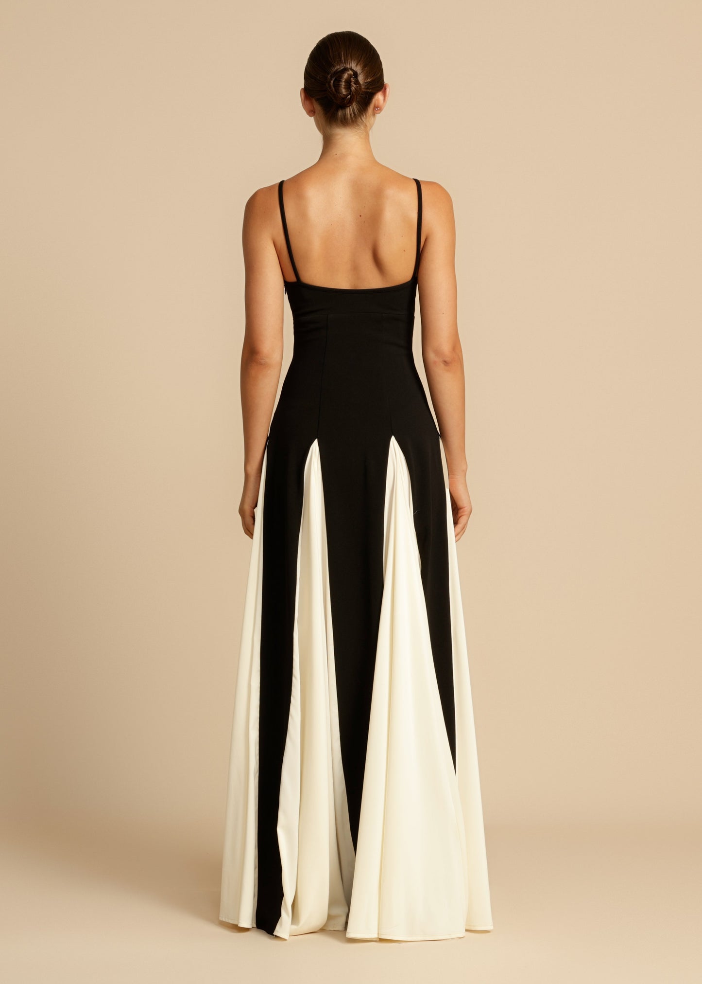 Juliette - Robe Invitée Mariage Femme Élégante Bicolore avec Bretelles Fines et Jupe Évasée