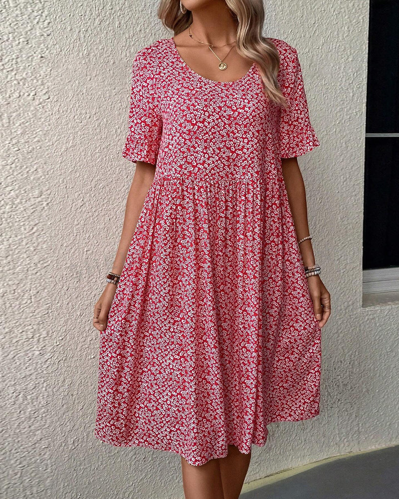 Léa - Robe Invitée Mariage Femme Bohème à Imprimé Fleuri et Coupe Évasée