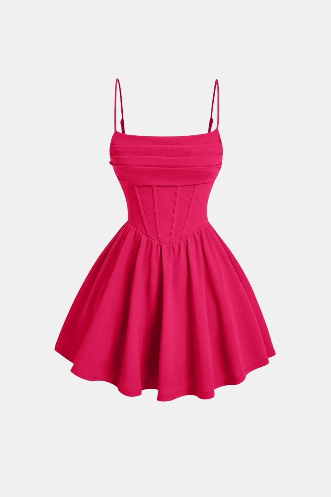 Lola - Robe Corset Femme Élégante Évasée avec Fines Bretelles et Laçage Frontal