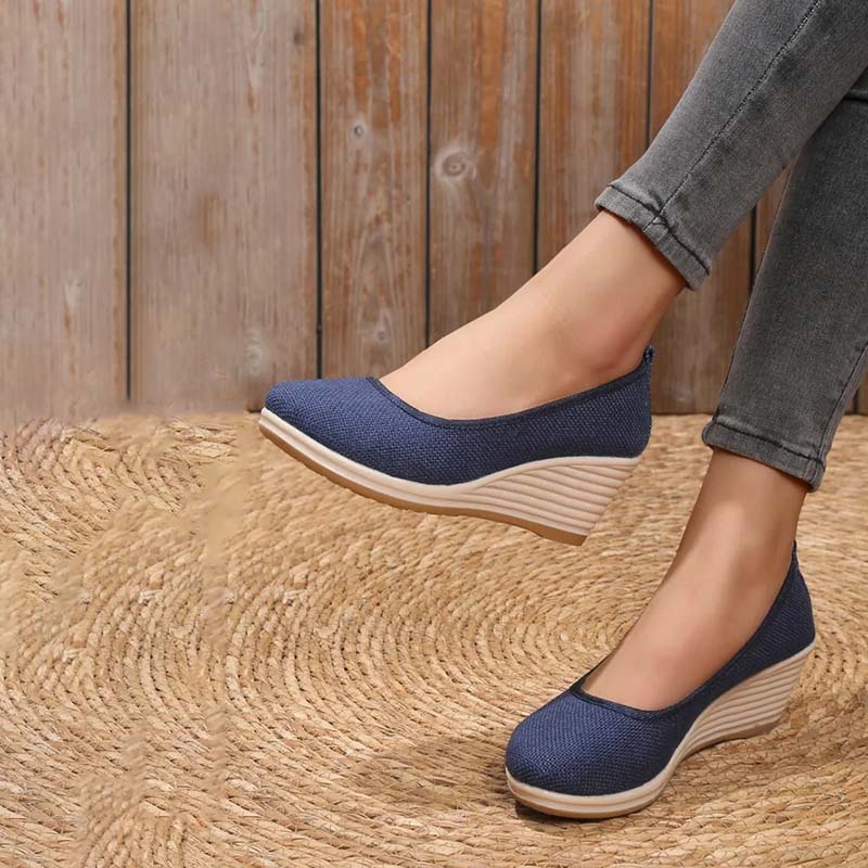 Lola - Sandales Orthopédiques Femme à Talon Compensé Chic et Semelle Raphia