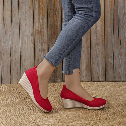 Lola - Sandales Orthopédiques Femme à Talon Compensé Chic et Semelle Raphia