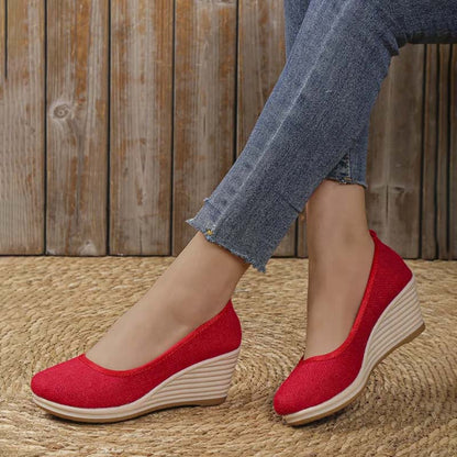 Lola - Sandales Orthopédiques Femme à Talon Compensé Chic et Semelle Raphia