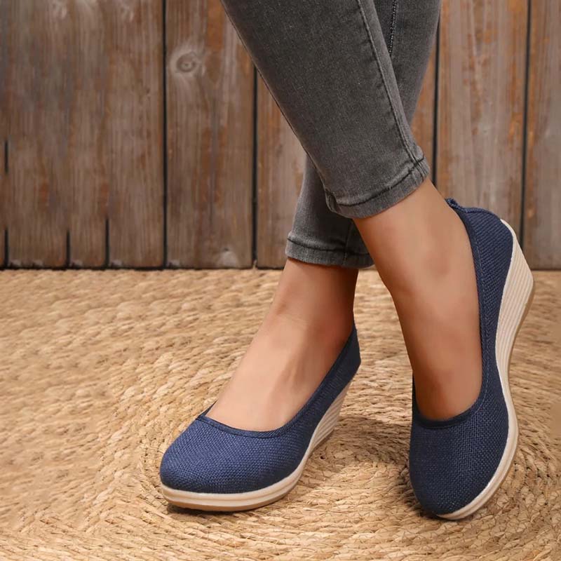 Lola - Sandales Orthopédiques Femme à Talon Compensé Chic et Semelle Raphia