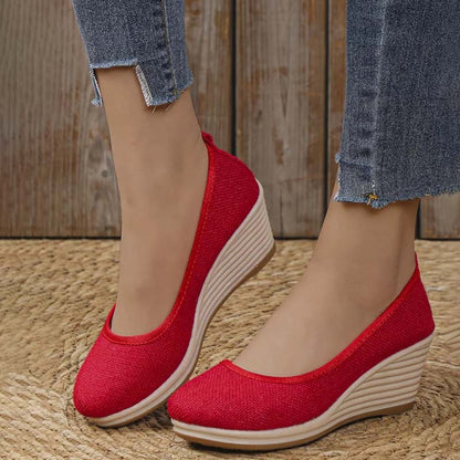Lola - Sandales Orthopédiques Femme à Talon Compensé Chic et Semelle Raphia