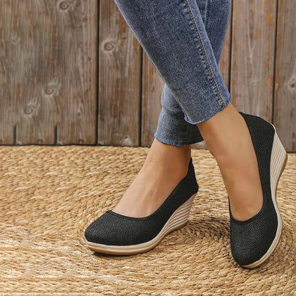 Lola - Sandales Orthopédiques Femme à Talon Compensé Chic et Semelle Raphia
