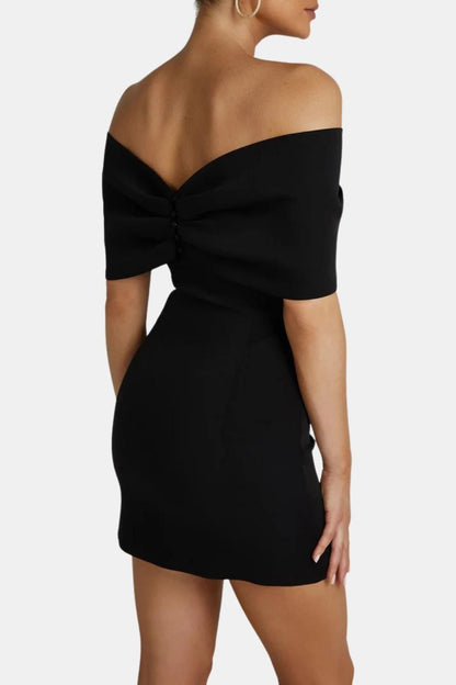 Louise - Robe de Soirée Femme Bustier Épaules Dénudées avec Nœud Frontal