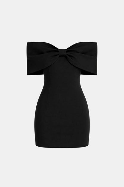 Louise - Robe de Soirée Femme Bustier Épaules Dénudées avec Nœud Frontal
