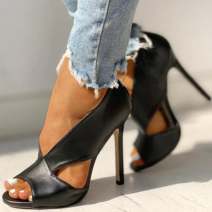 Louise - Sandales Orthopédiques à Talon Aiguille Femme avec Découpes Croisées Style Élégant