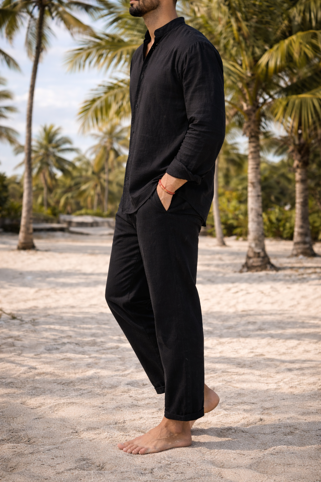 Lucas - Ensemble en Lin Homme Chemise et Pantalon Coordonnés Style Bohème