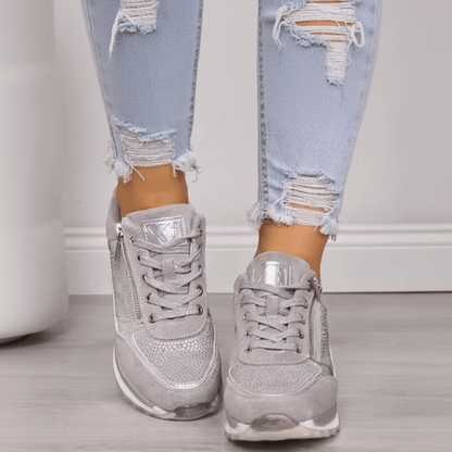 Manon - Chaussures Orthopédiques Femme Tendance avec Strass et Fermeture Zippée