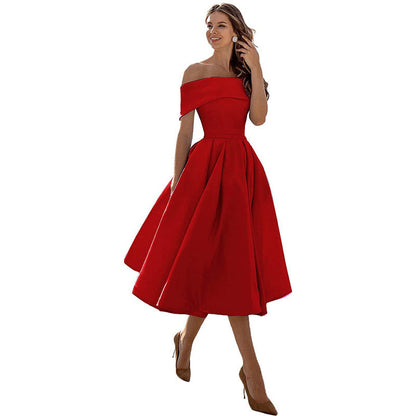Manon - Robe Invitée Mariage Femme Glamour Épaules Dénudées et Jupe Évasée