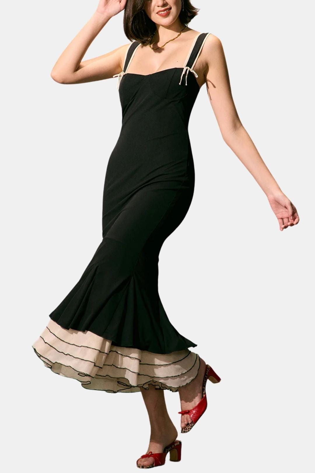 Manon - Robe Mariage Invitée Femme Élégante avec Bustier et Volants en Bas
