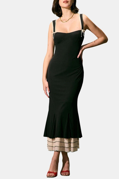 Manon - Robe Mariage Invitée Femme Élégante avec Bustier et Volants en Bas