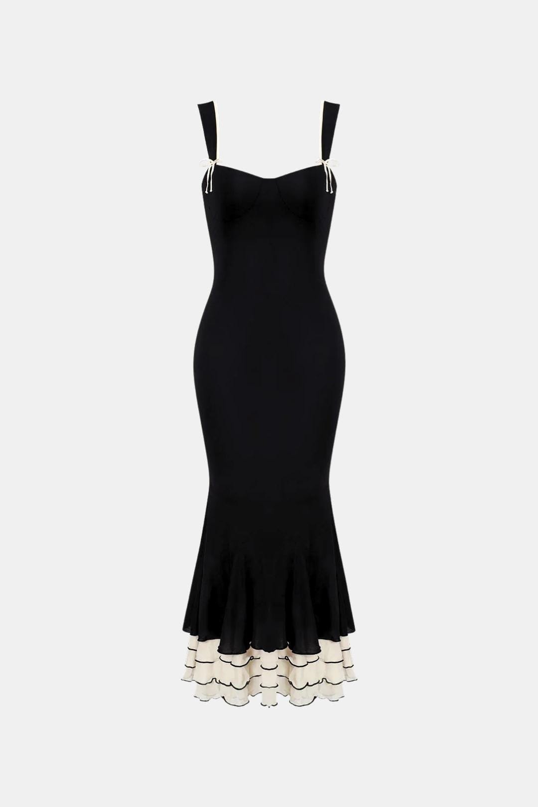 Manon - Robe Mariage Invitée Femme Élégante avec Bustier et Volants en Bas