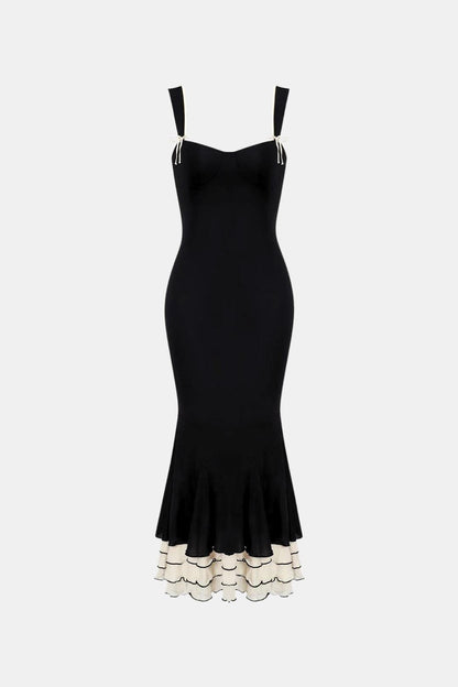 Manon - Robe Mariage Invitée Femme Élégante avec Bustier et Volants en Bas