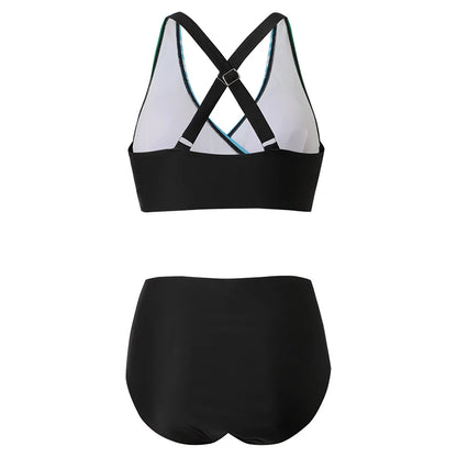 Margaux - Bikini Femme Maillot de Bain Chic Taille Haute avec Haut Cache-Cœur Colour Block