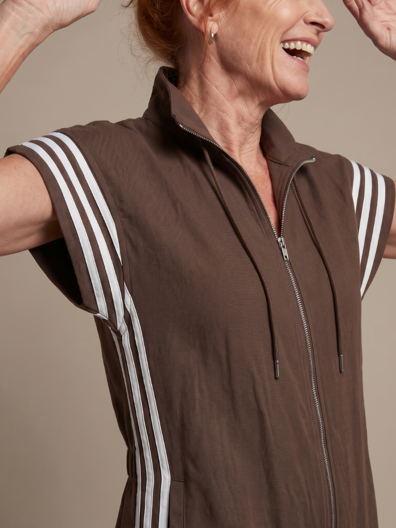 Margaux - Combinaison Large en Lin Femme Oversize avec Bandes Contrastantes