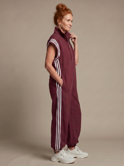 Margaux - Combinaison Large en Lin Femme Oversize avec Bandes Contrastantes