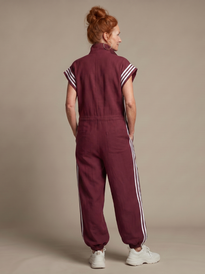 Margaux - Combinaison Large en Lin Femme Oversize avec Bandes Contrastantes