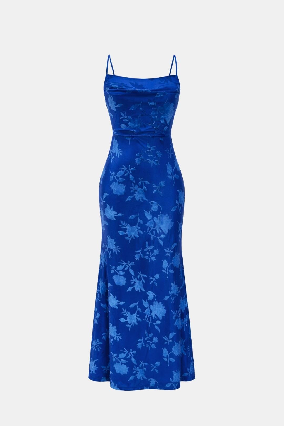 Margaux - Robe d'Été Longue Femme Élégante Moulante avec Fines Bretelles et Col Drapé
