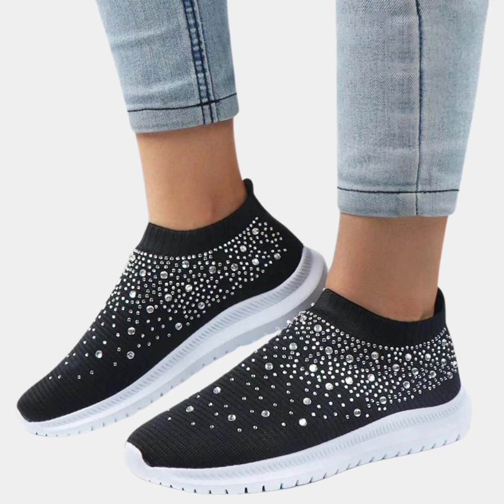 Margot - Chaussures Orthopédiques Femme Glamour avec Tige Chaussette et Strass