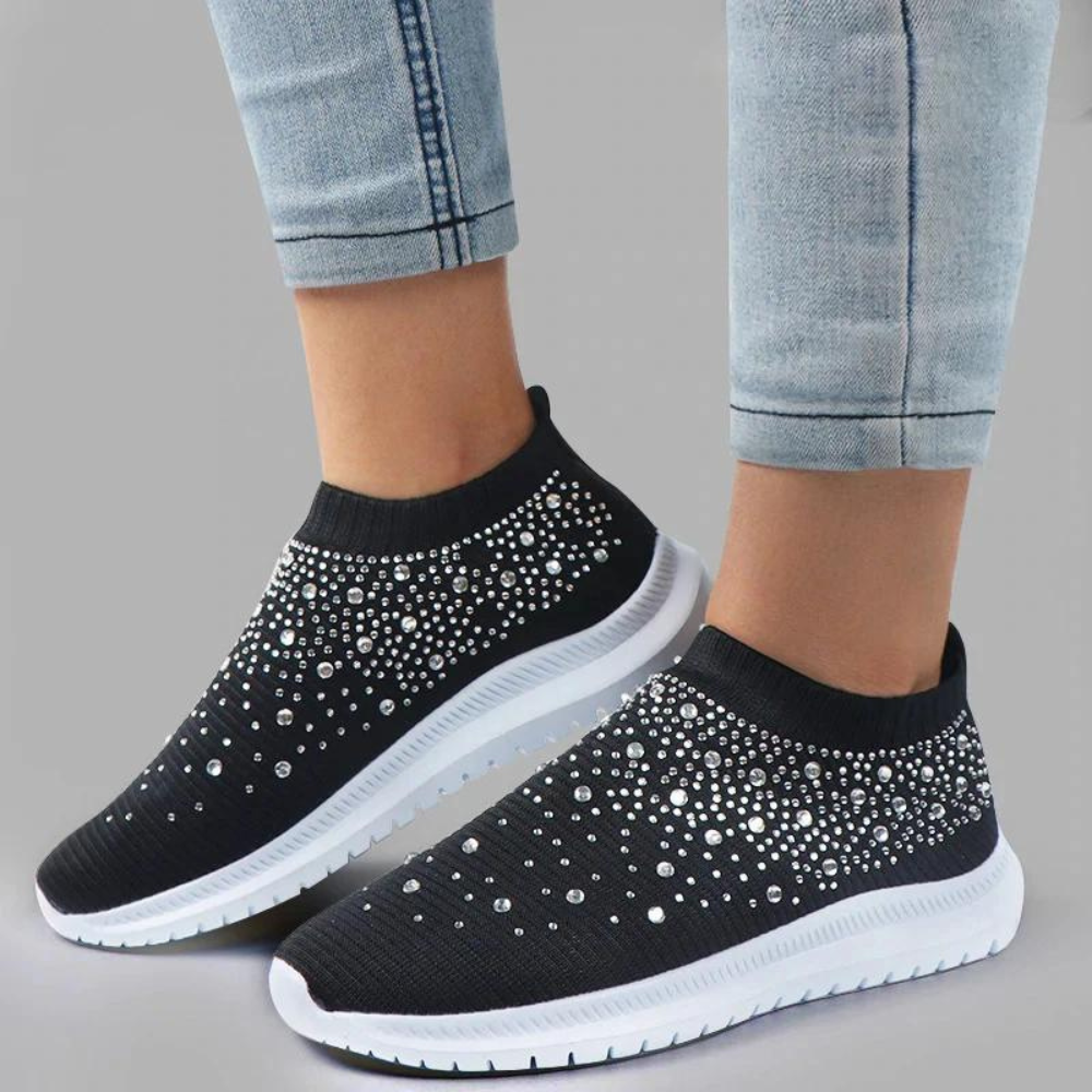 Margot - Chaussures Orthopédiques Femme Glamour avec Tige Chaussette et Strass