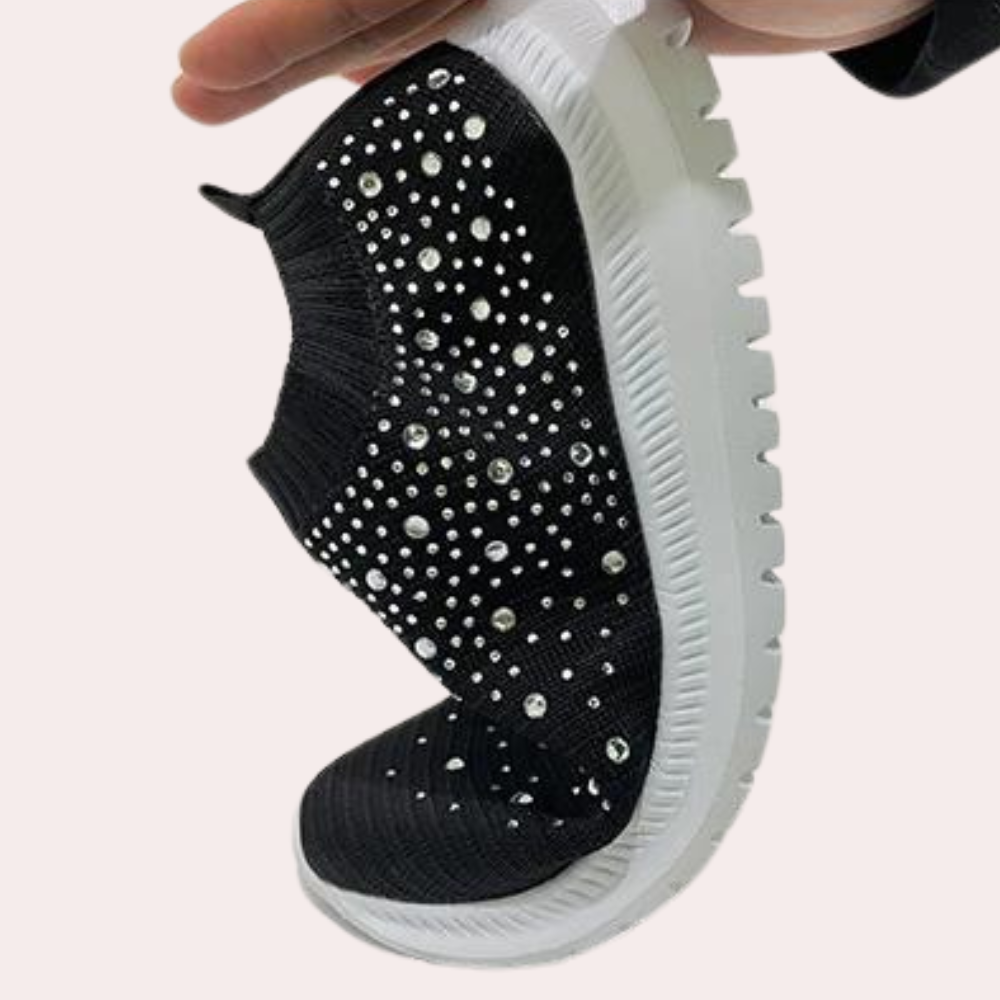 Margot - Chaussures Orthopédiques Femme Glamour avec Tige Chaussette et Strass
