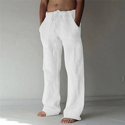 Mathis - Pantalon en Lin Homme Fluide avec Cordon Bohème et Poches Latérales